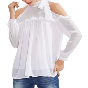 Zara Trafaluc Collection Open Shoulder
Frill Trim Bow Tie Top